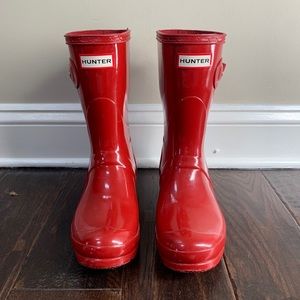 Red Hunter Boots Mid-Calf